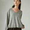 Lucky Brand Womens Cloud Jersey Long Sleeve V Neck Top