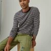 Lucky Brand Mens Sueded Variagated Long Sleeve Stripe Crew