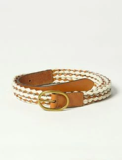 Lucky Brand Leather And Rope Braided Belt