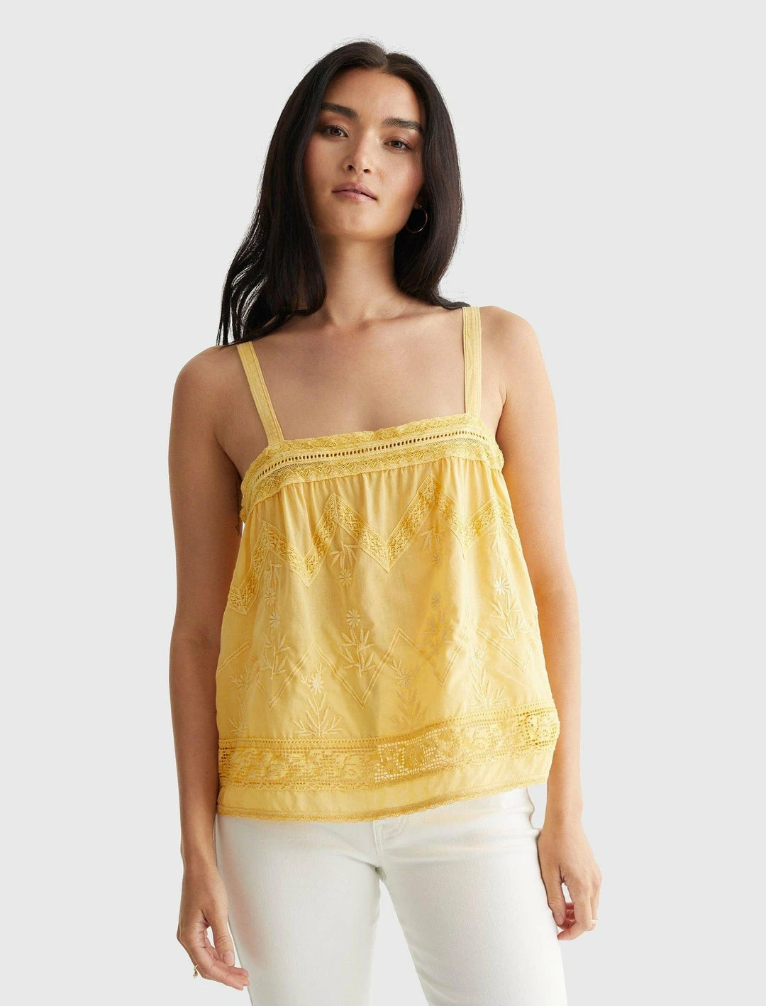 Lucky Brand Womens Embroidered Woven Tank 1 Lucky Brand Womens Embroidered Woven Tank