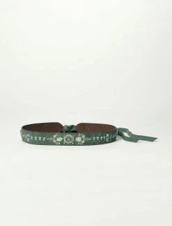 Lucky Brand Embellished Leather Wrap Belt