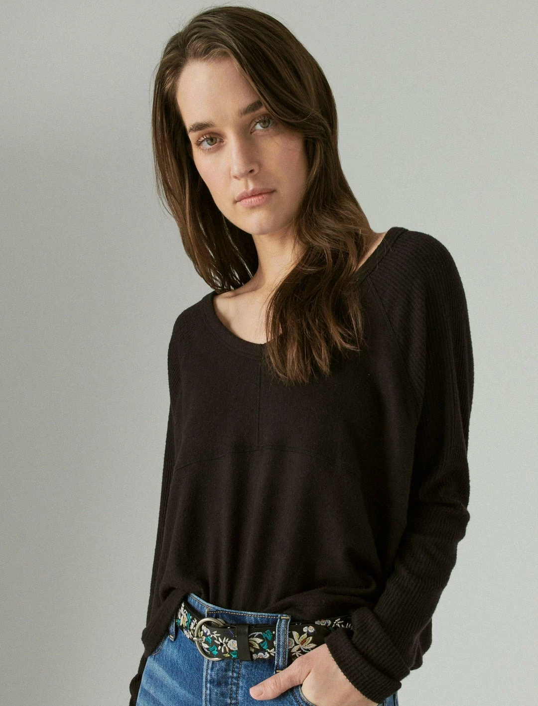 Lucky Brand Womens Cropped Boxy Cloud Jersey Crew 1 Lucky Brand Womens Cropped Boxy Cloud Jersey Crew