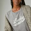Lucky Brand Womens Lucky Script Classic Crew Tee