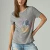 Lucky Brand Womens Janis Joplin Classic Ringer Tee
