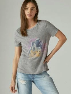 Lucky Brand Womens Janis Joplin Classic Ringer Tee