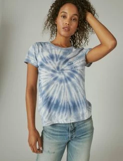 Lucky Brand Womens Tie Dye Spiritual Eye Classic Crew Tee