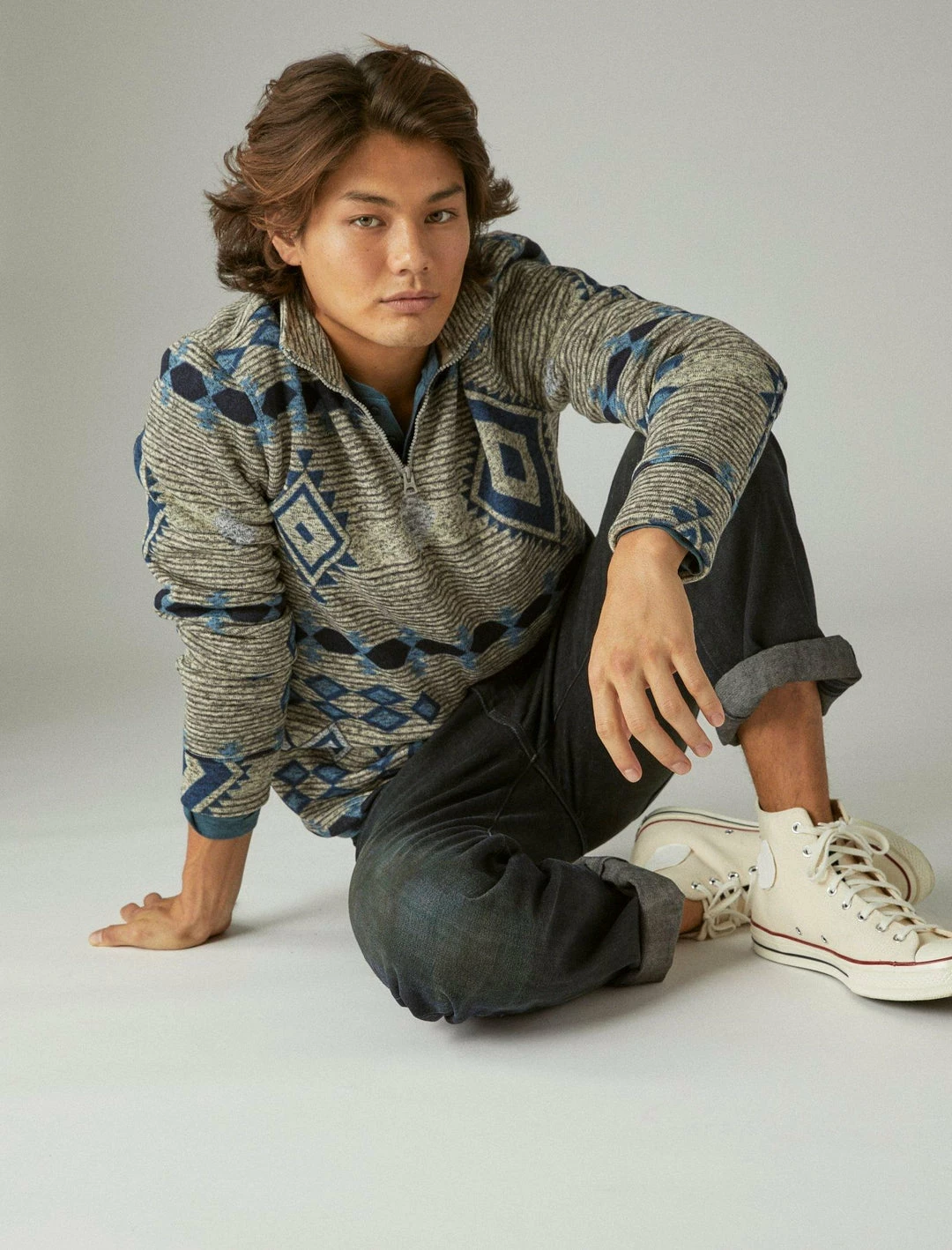 Lucky Brand Mens Southwestern Print Los Feliz Fleece Half Zip Mock Neck 2 Lucky Brand Mens Southwestern Print Los Feliz Fleece Half Zip Mock Neck - Image 2