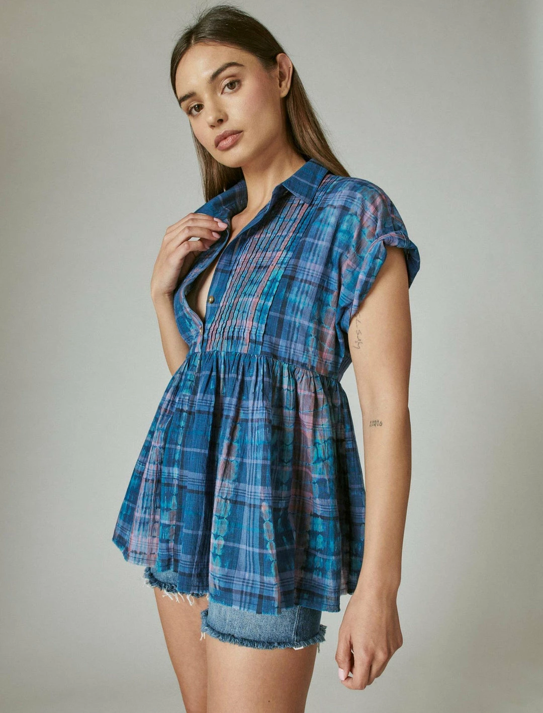 Lucky Brand Womens Short Sleeve Babydoll Tunic Shirt 2 Lucky Brand Womens Short Sleeve Babydoll Tunic Shirt - Image 2