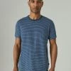 Lucky Brand Mens Linen Stripe Crew Neck Tee
