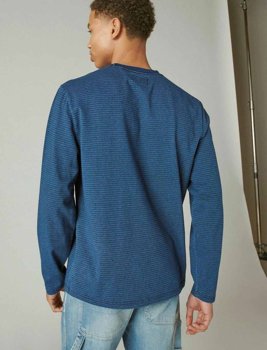 Lucky Brand Mens Long Sleeve Indigo Stripe Crew 3 Lucky Brand Mens Long Sleeve Indigo Stripe Crew - Image 3