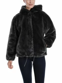 Lucky Brand Womens Lightweight Cold Weather Faux Fur Coat