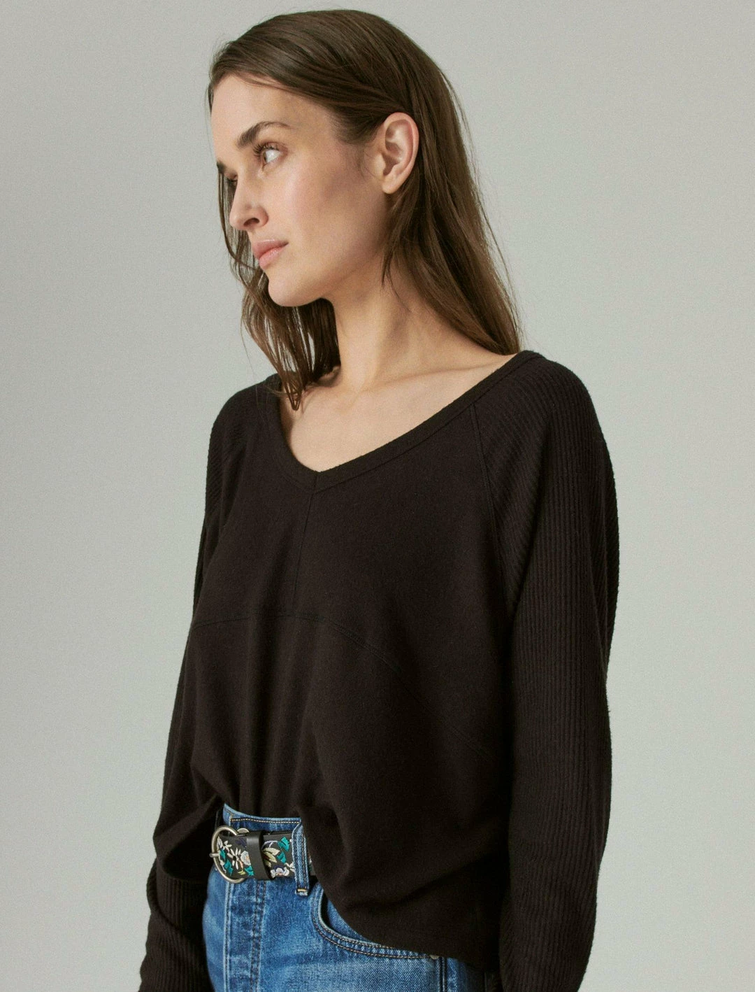 Lucky Brand Womens Cropped Boxy Cloud Jersey Crew 3 Lucky Brand Womens Cropped Boxy Cloud Jersey Crew - Image 3