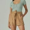 Lucky Brand Paperbag Shorts In Khaki