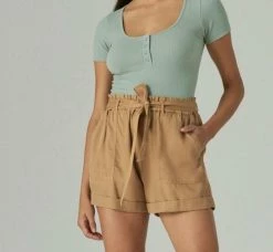Lucky Brand Paperbag Shorts In Khaki