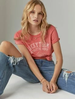 Lucky Brand Womens Lucky Team Boyfriend Tee