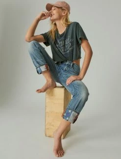 Lucky Brand Womens Lucky Legend High Rise Zoe Straight Flag Jean