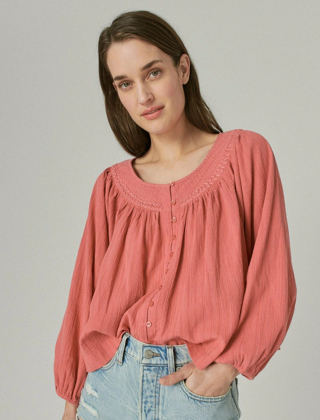 Lucky Brand Womens Embroidered Peasant Blouse 5 Lucky Brand Womens Embroidered Peasant Blouse - Image 5