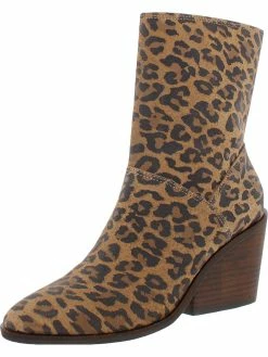 Lucky Brand Womens Leather Animal Print Ankle Boots