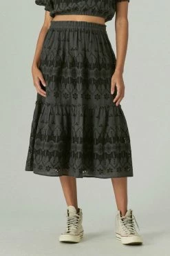 Lucky Brand Lace Matchback Maxi Skirt in Black