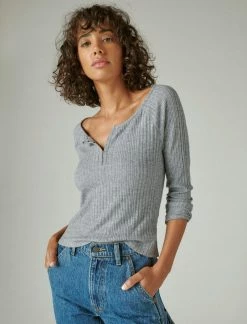 Lucky Brand Womens Cloud Rib Hook & Eye Top