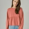 Lucky Brand Womens Puff Sleeve Sweatshirt