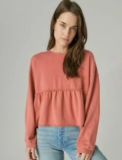 Lucky Brand Womens Puff Sleeve Sweatshirt