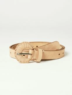 Lucky Brand Cream Leather Buckle Belt
