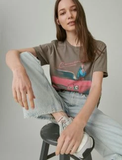 Lucky Brand Womens Neon Camaro Boyfriend Tee