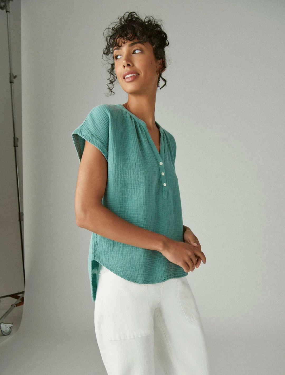 Lucky Brand Womens Short Sleeve Open Neck Shirt 4 Lucky Brand Womens Short Sleeve Open Neck Shirt - Image 4