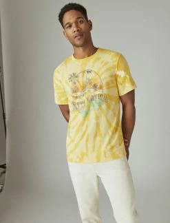 Lucky Brand Mens Santa Monica Tie Dye Graphic Tee