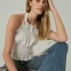 Lucky Brand Womens Crochet Trim Halter Top